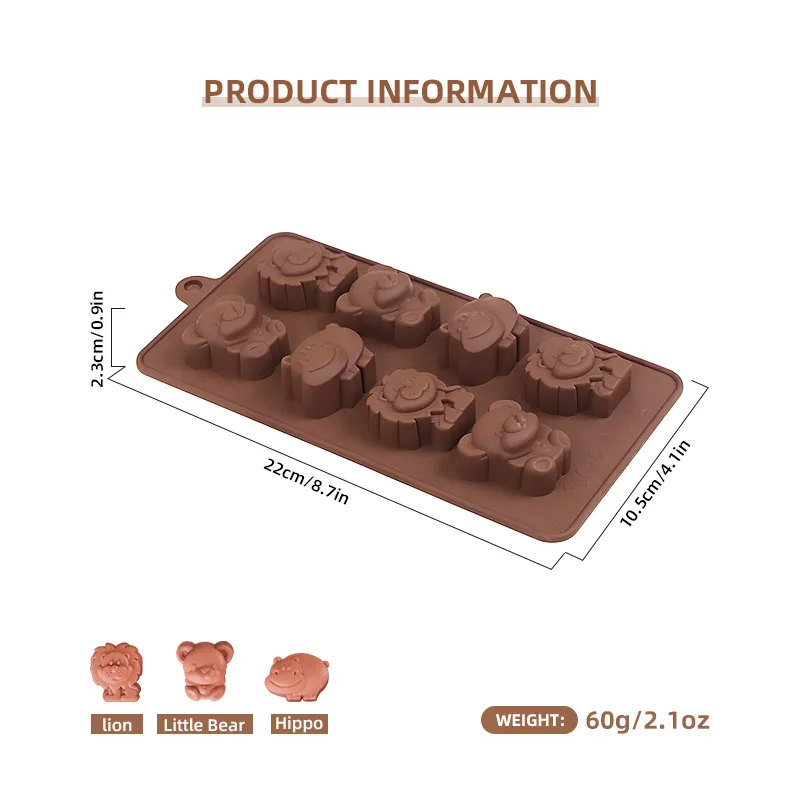 8-Cavity Animal Cake Mold